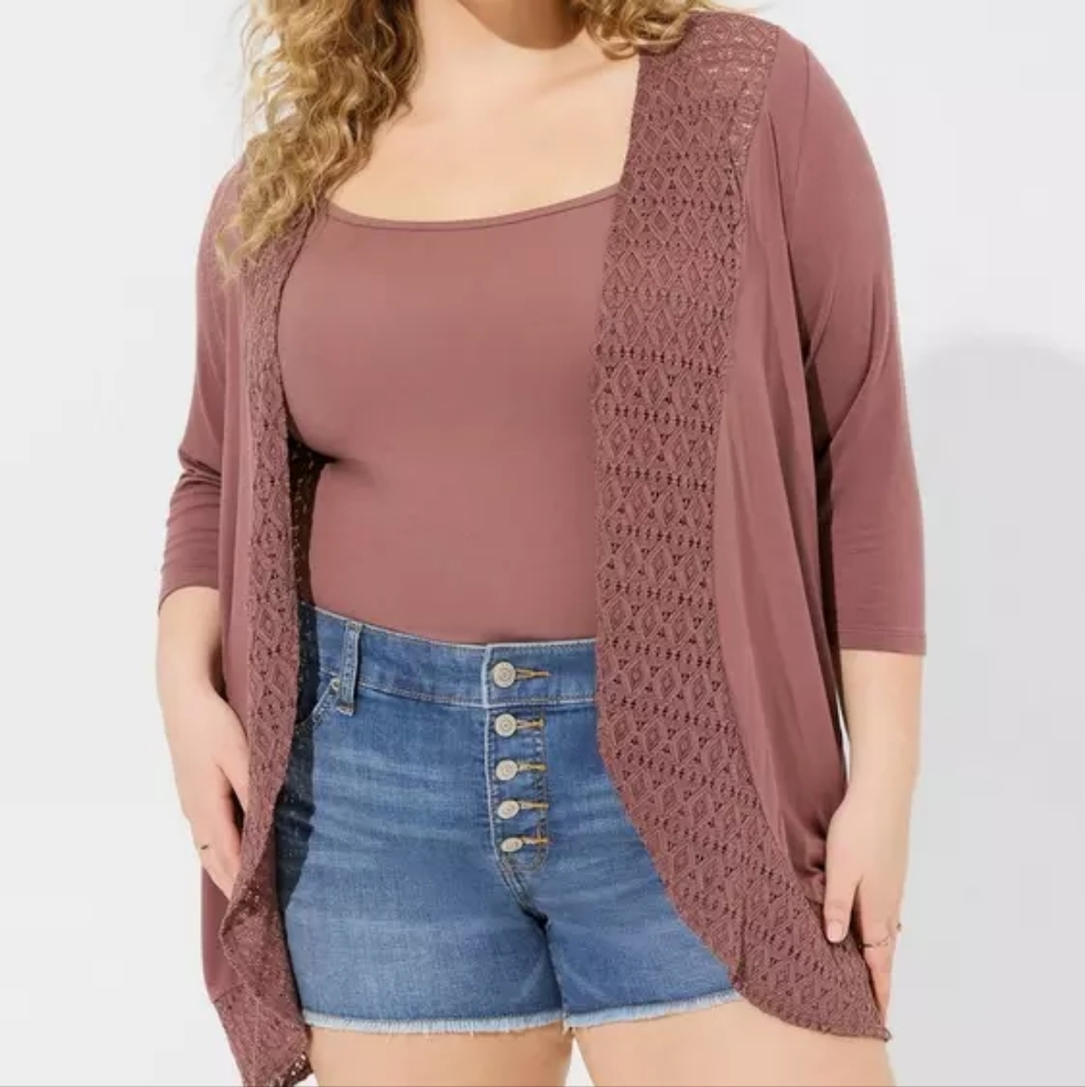 Torrid Mauve Open-Front Cardigan